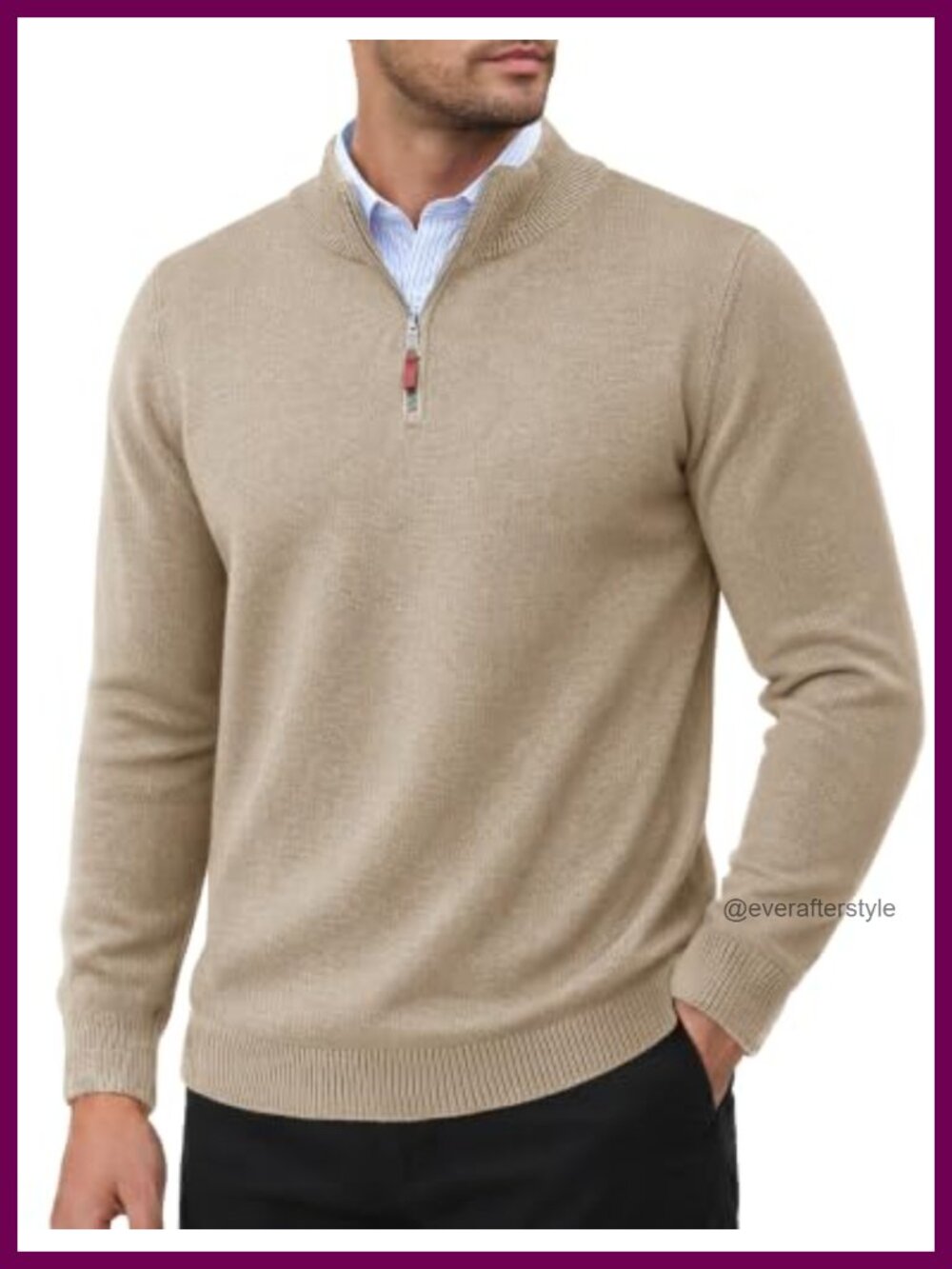 Men's 1/4 Zip Sweater Cotton Blend Pullover Casual Knit Fall Winter